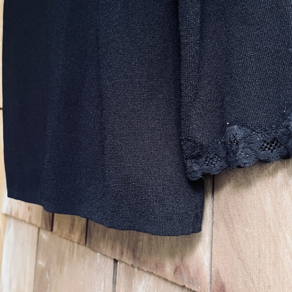 Studio London Black Thin Knitted Top Blouse with Lace Trim Short Sleeve Size L - Picture 12 of 12